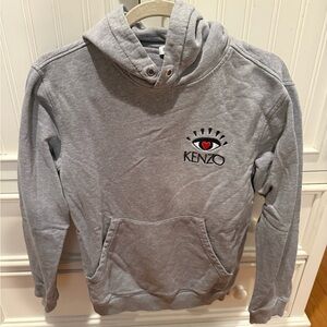 Kenzo Light Gray Eye-Embroidered Hoodie